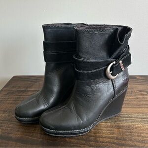 Timberland Black Ankle Boots with Wedge Heel